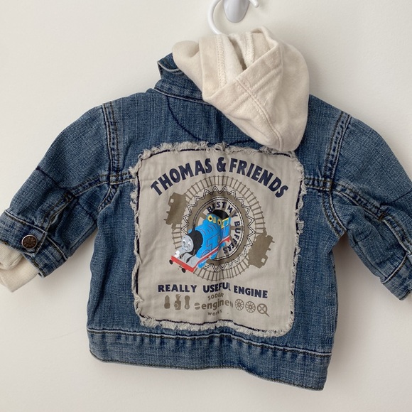 Thomas The Train Jean Jacket with Hood. 12 mo - Picture 2 of 3